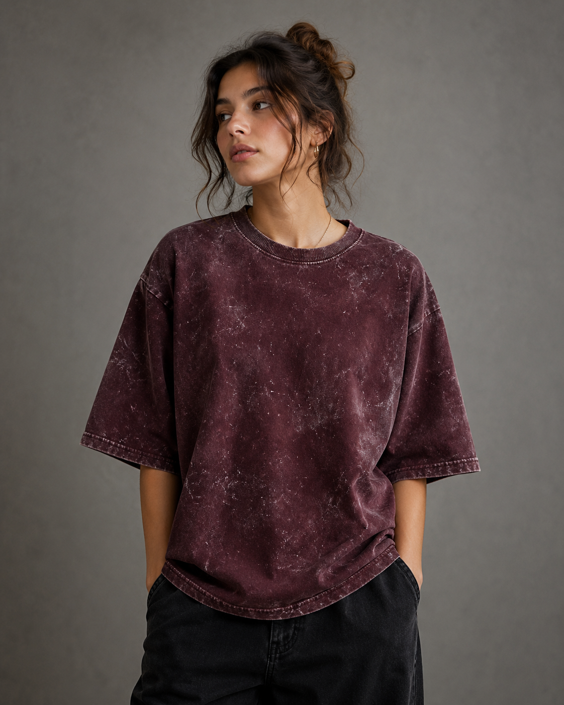 Acid Washed Plain Oversized Tee